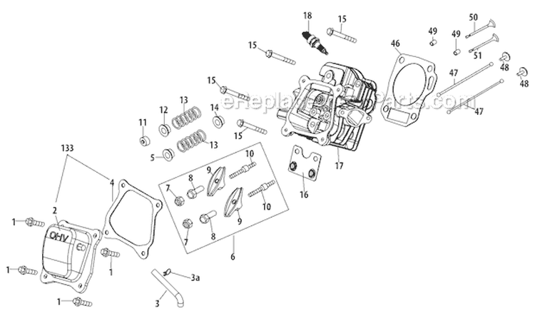 Cylinder Head Diagram and Parts List for 31AM63LF701 2011 Yard Man Snow Blower